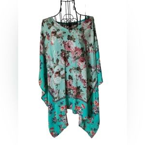 Tolani green multicolored floral kaftan style top Size Large